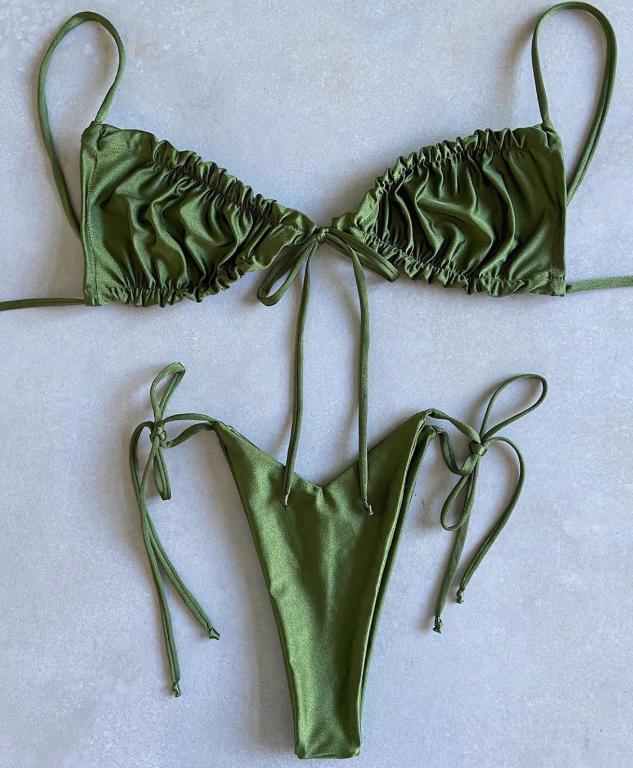 Pleated Bikini High Cut Swimwear Women Triangle two piece set Knot Swimsuit Women Brazilian Bathing Suit Micro Beach Wear