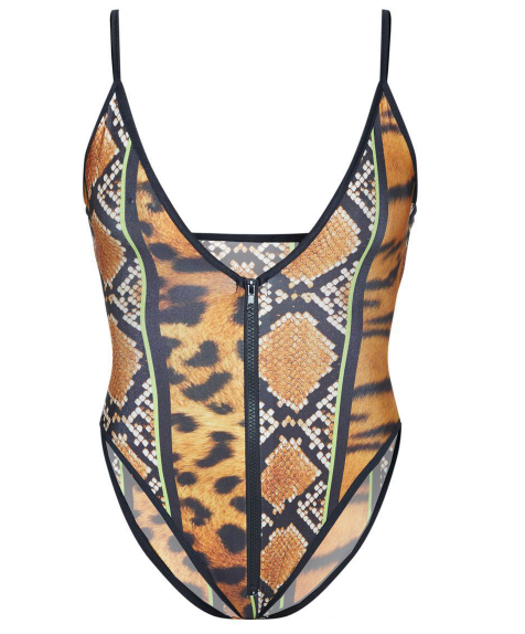 Swimwear Sexy Leopard Print Snakeskin Print One-Piece Swimsuit Zipper plus Size Women Woman Swimsuit 3 piece swimset Bella Mia