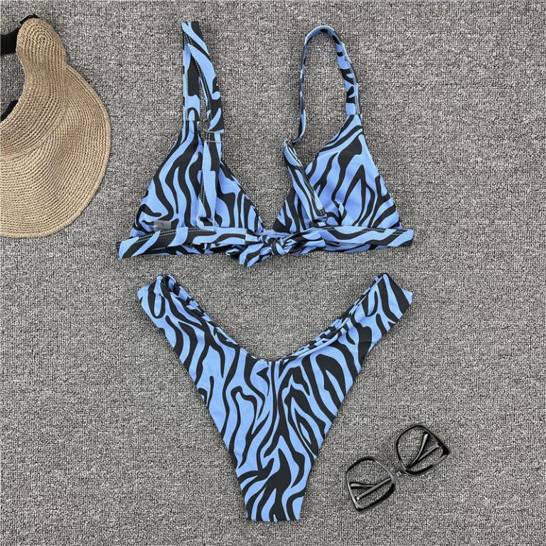 Stripe bikini High cut swimsuit women Triangle 2 pieces set Sexy swimwear Women Sports bathing suit beach wear swim Bella Mia