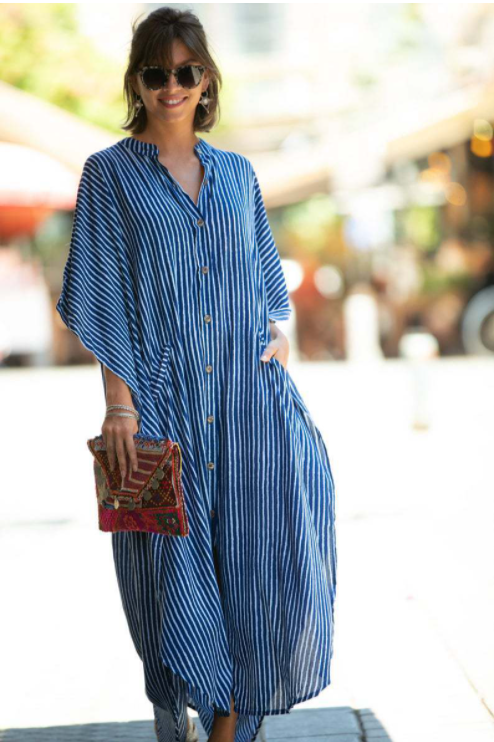 Beach Cover up Loose Button with Pocket Vacation Robe Blouse Bella Mia
