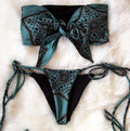 Retro Printed Bikini Front Knotted Swimsuit Female Tied Swimsuit Bikini