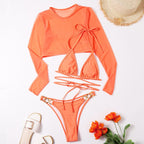 Sexy triangle micro bikini set 3-piece long sleeve swimsuit women High cut swimwear String swimming suit Solid bathing suit Bella Mia