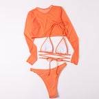 Sexy triangle micro bikini set 3-piece long sleeve swimsuit women High cut swimwear String swimming suit Solid bathing suit Bella Mia