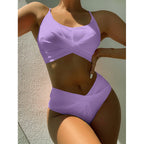 Neon green swimsuit women Sexy bandeau bikini set High cut swimwear Sport solid swimming suit Sexy bathing suit Beach wear Bella Mia