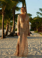 Knitted Maxi Dress Chest Strap Beach Dress Beach Dress Blouse Knitted Sun Protection Clothing Bella Mia