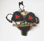 Bikini Crochet Embroidery Rose Women Swimsuit High Elastic Embroidered Split Swimsuit Bikini Bella Mia