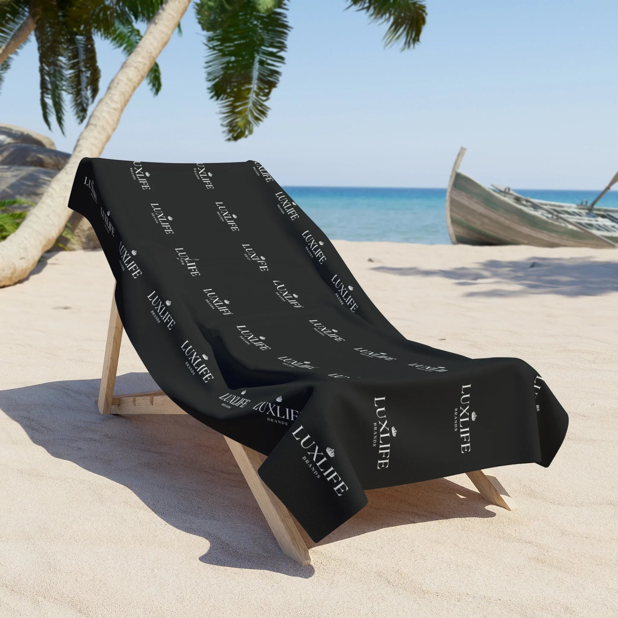 Luxlife Brands W&B Pattern Beach Towel Printify