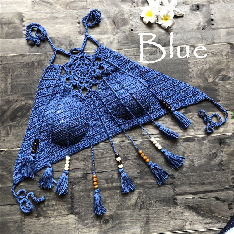 Bikini Handmade Tassel Bohemian Swimsuit Sexy Lady Beach Swimming Top Bella Mia
