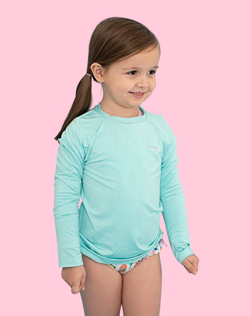 Rash Guard Long Sleeve in Mint Green- FINAL SALE Smockingbird