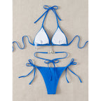 Triangle Micro Swimwear Solid Bikini Set Diamond Swimsuit Women Swimming Suit String High Cut Bathing Suit Halter Beach Wear Bella Mia