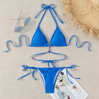 Triangle Micro Swimwear Solid Bikini Set Diamond Swimsuit Women Swimming Suit String High Cut Bathing Suit Halter Beach Wear Bella Mia