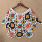 Handmade Crochet Hollow-out Floral Beach Blouse Sleeve Top Bella Mia