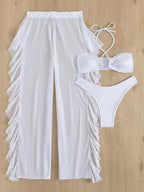 Halter Bikinis Solid Swimsuit Women 3 Pieces Bathing Suits Swimwear Conjunto Biquinis Feminino Trajes De BañO Mujer Bella Mia