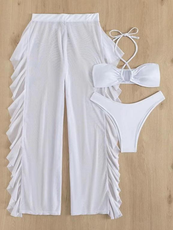 Halter Bikinis Solid Swimsuit Women 3 Pieces Bathing Suits Swimwear Conjunto Biquinis Feminino Trajes De BañO Mujer Bella Mia