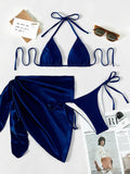 Halter Bikinis Solid Triangle Swimsuit Women High Cut Skirt Swimwear Conjunto Biquinis Feminino Trajes Bella Mia