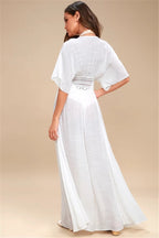 Slubbed Fabric Stitching Lace Beach Cover up Sexy Cardigan Vacation Sun Protection Shirt Bikini Cover Bella Mia