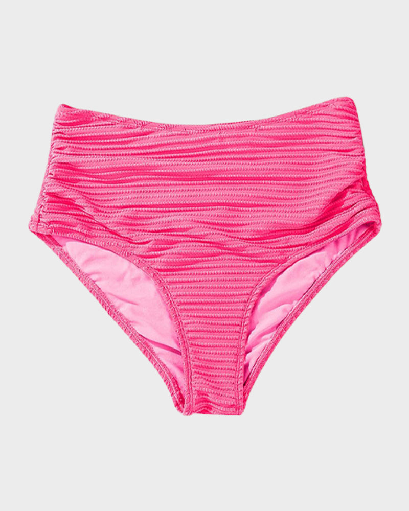 Textured Knot-Front High-Waisted Bikini Set SheCurve