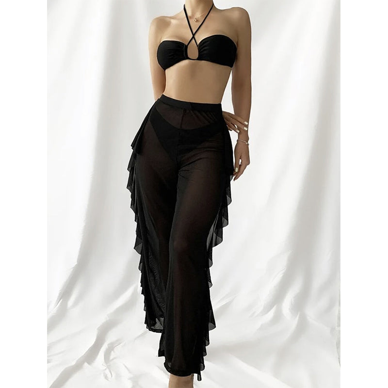 Halter Bikinis Solid Swimsuit Women 3 Pieces Bathing Suits Swimwear Conjunto Biquinis Feminino Trajes De BañO Mujer Bella Mia