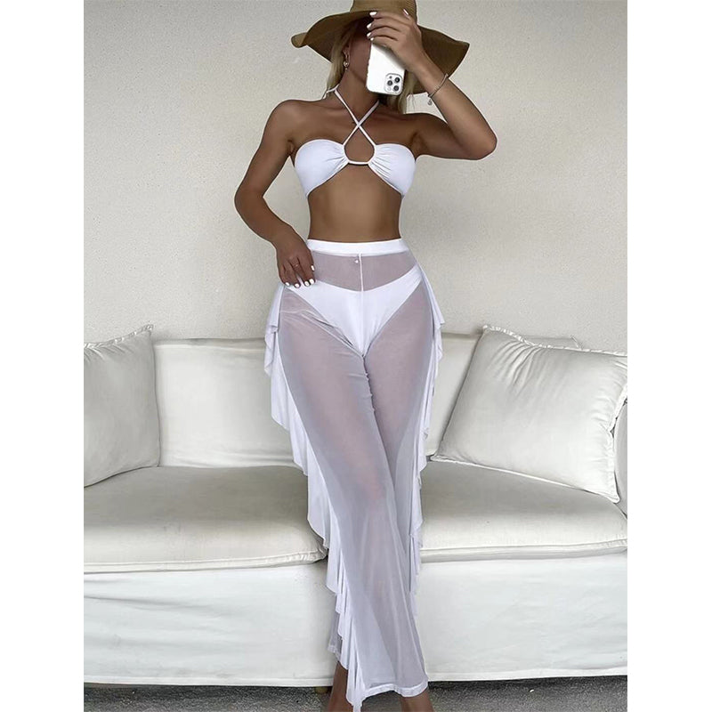 Halter Bikinis Solid Swimsuit Women 3 Pieces Bathing Suits Swimwear Conjunto Biquinis Feminino Trajes De BañO Mujer Bella Mia