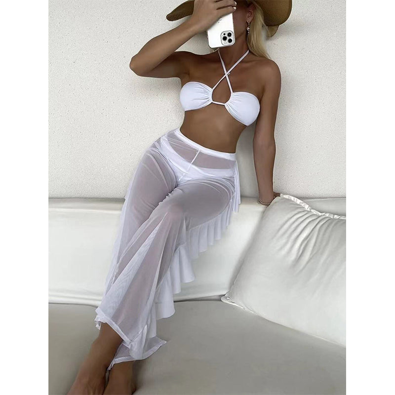 Halter Bikinis Solid Swimsuit Women 3 Pieces Bathing Suits Swimwear Conjunto Biquinis Feminino Trajes De BañO Mujer Bella Mia