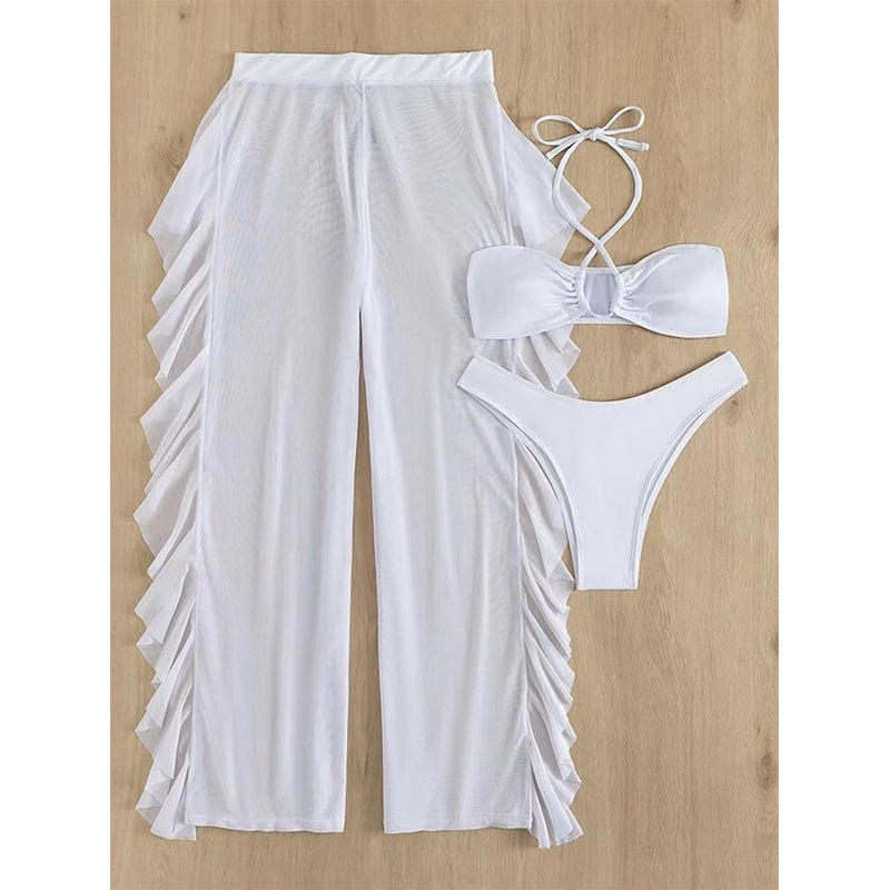 Halter Bikinis Solid Swimsuit Women 3 Pieces Bathing Suits Swimwear Conjunto Biquinis Feminino Trajes De BañO Mujer Bella Mia