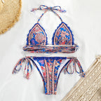 Brazilian Bandage Bikini Floral Print Swimwear Female Triangle Swimsuit Women Swimming Suit Halter Bathing Suit Bella Mia