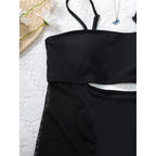 Black One Piece Swimsuit Women Hollow Out Cutout Out Bathing Suits Bandeau Swimwear Bella Mia