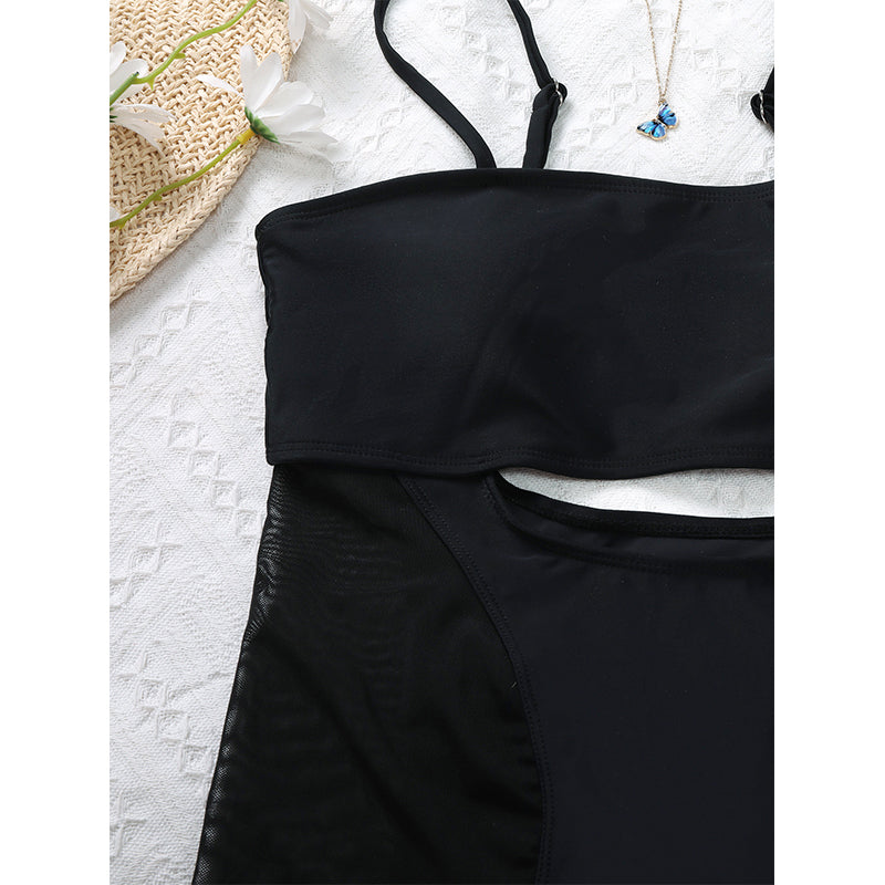 Black One Piece Swimsuit Women Hollow Out Cutout Out Bathing Suits Bandeau Swimwear Bella Mia