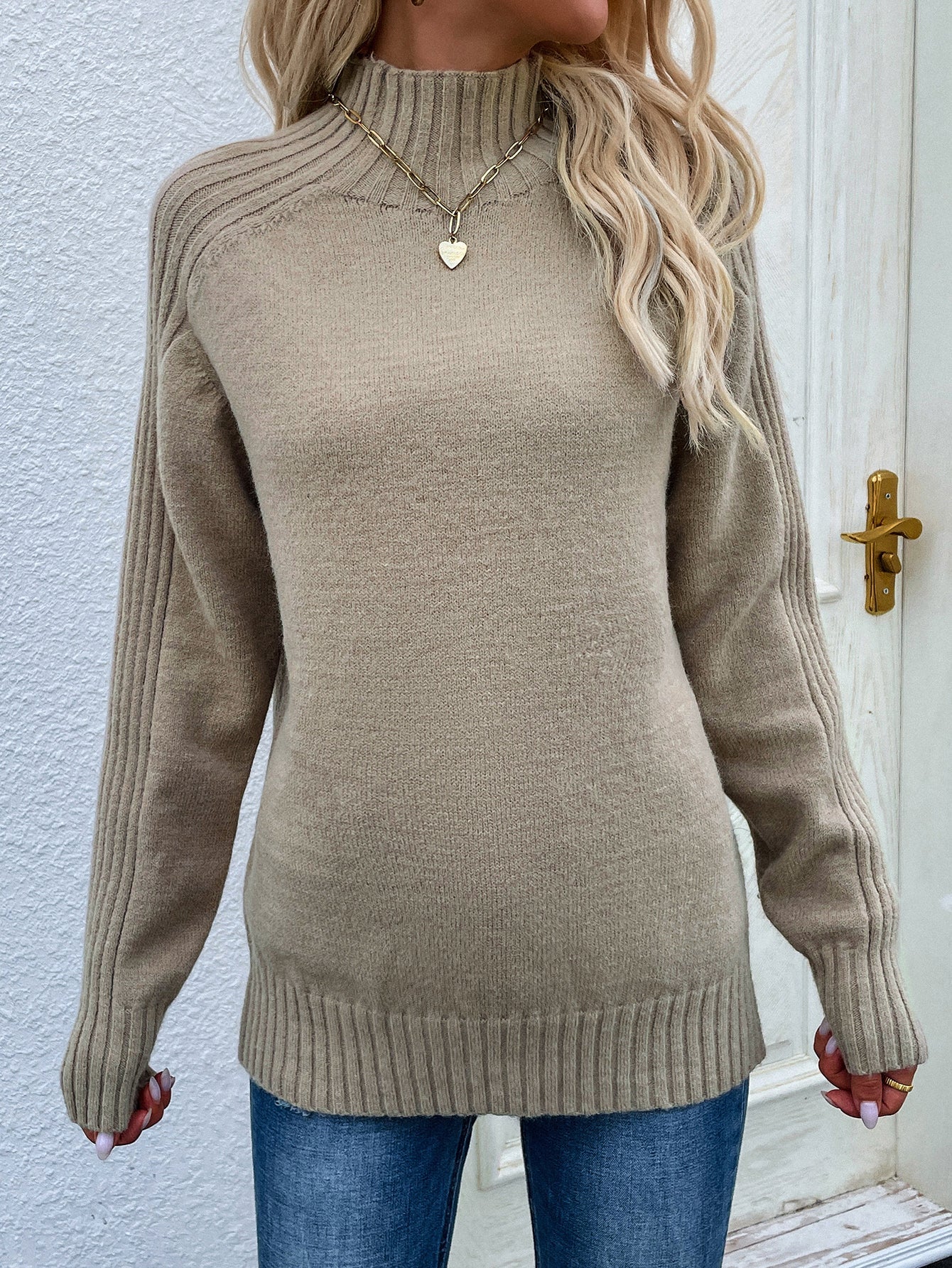 Autumn Winter New Solid Color Sweater Turtleneck Pullover Loose Women Clothing Solid Color Autumn Winter Turtleneck Sweater Bella Mia