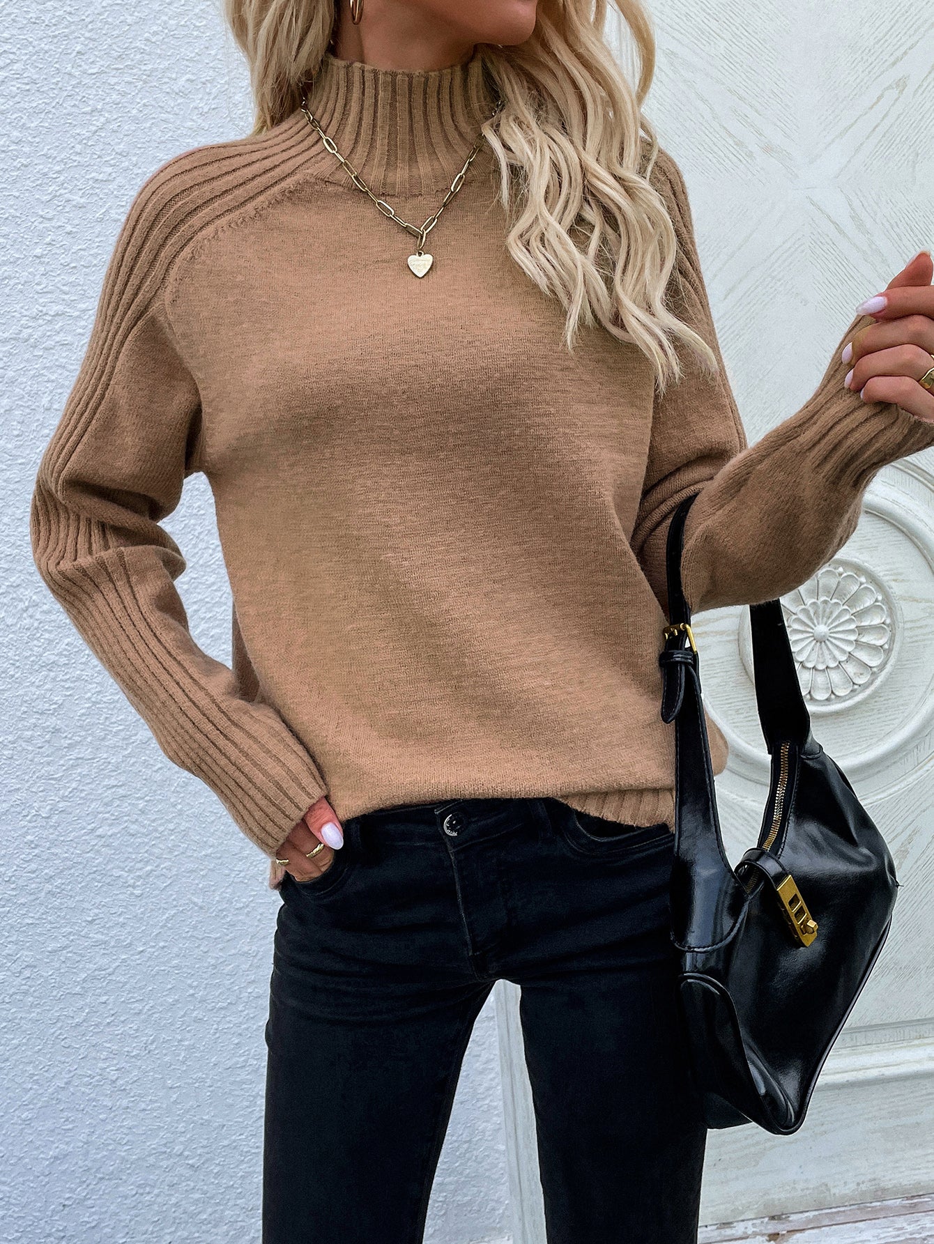 Autumn Winter New Solid Color Sweater Turtleneck Pullover Loose Women Clothing Solid Color Autumn Winter Turtleneck Sweater Bella Mia