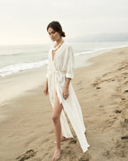Crepe Cloth Belt Beach Jacket Sun Protection Clothing Cardigan Vacation Beach Cover Up Swimsuit Outwear Bella Mia