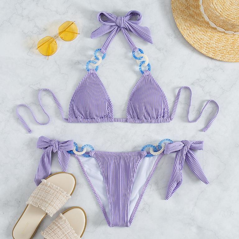 Chain Halter Bikini Set Knot Swimsuit Women Sexy Bathing Suits Backless Swimwear Bella Mia