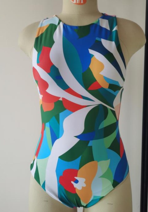 Vintage zipper women swimsuit Plant print one-piece suit High cut swimwear women Beach wear Bathing suit Monokini Bella Mia