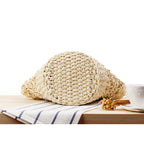 Carry Woven Beach Bag Hollow Out Cutout Silk Scarf Fresh Straw Bag Holiday Photography Casual Bag Bella Mia