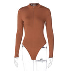 Long-sleeve Zipper Slim Fit Slim Looking Base Bodysuit Autumn Bella Mia