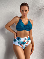 Swimwear Criss Cross Sexy Solid Color Printing High Waist Split Swimsuit Bikin Bikini Swimsuit Bella Mia