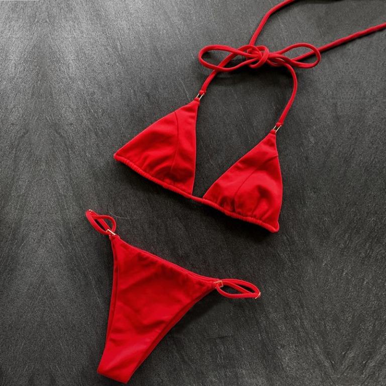 Sexy Micro Mini Bikini Set Solid Swimsuit Women Thong Bathing Suit Swimwear Bella Mia