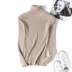 Women Turtleneck Sweater Women Long Sleeve Slim Fit Slimming Solid Color Korean Fresh Knitted Women Bottoming Shirt Bella Mia