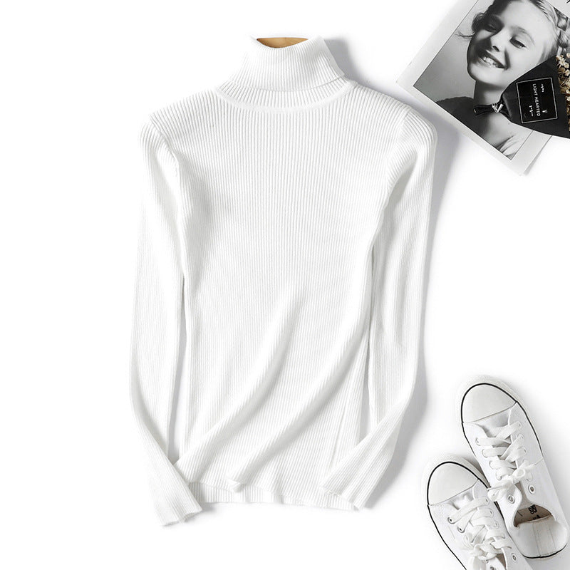 Women Turtleneck Sweater Women Long Sleeve Slim Fit Slimming Solid Color Korean Fresh Knitted Women Bottoming Shirt Bella Mia