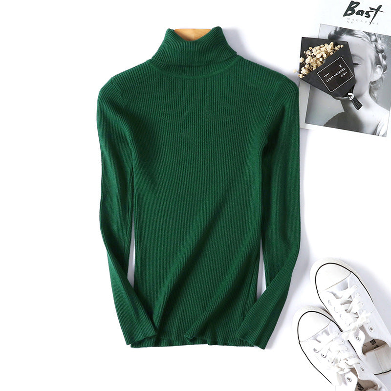Women Turtleneck Sweater Women Long Sleeve Slim Fit Slimming Solid Color Korean Fresh Knitted Women Bottoming Shirt Bella Mia
