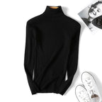 Women Turtleneck Sweater Women Long Sleeve Slim Fit Slimming Solid Color Korean Fresh Knitted Women Bottoming Shirt Bella Mia