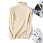 Women Turtleneck Sweater Women Long Sleeve Slim Fit Slimming Solid Color Korean Fresh Knitted Women Bottoming Shirt Bella Mia