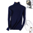 Women Turtleneck Sweater Women Long Sleeve Slim Fit Slimming Solid Color Korean Fresh Knitted Women Bottoming Shirt Bella Mia