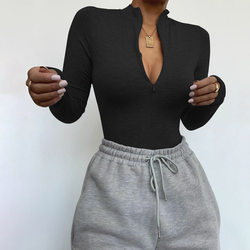 Long-sleeve Zipper Slim Fit Slim Looking Base Bodysuit Autumn Bella Mia