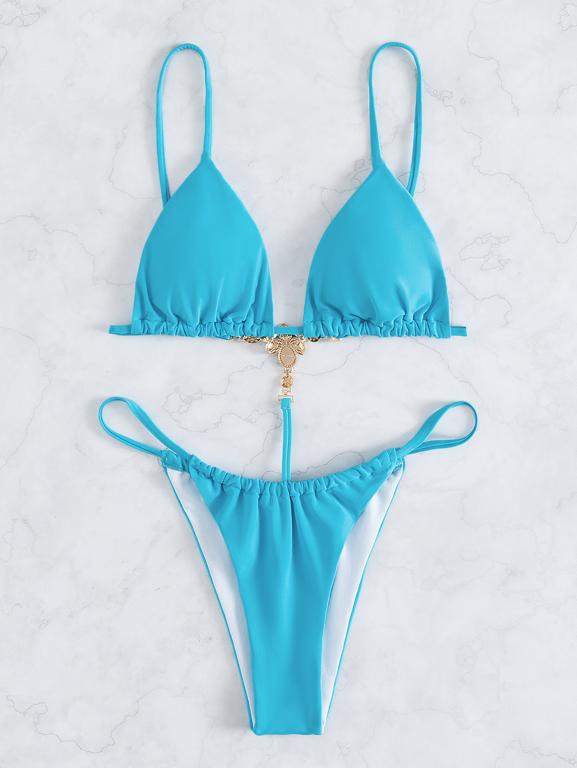 Solid Triangle One Piece Swimsuit Women Thong Bathing Suits Swimwear Bella Mia