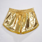 Metallic Coated Fabric Solid Color All Matching Elastic Lace Shorts Leather Pants Patent Leather Pants Sexy Women Wear Bella Mia