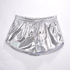 Metallic Coated Fabric Solid Color All Matching Elastic Lace Shorts Leather Pants Patent Leather Pants Sexy Women Wear Bella Mia