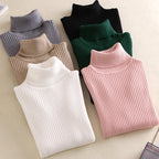 Women Turtleneck Sweater Women Long Sleeve Slim Fit Slimming Solid Color Korean Fresh Knitted Women Bottoming Shirt Bella Mia