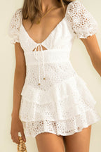 Short Spring Chest Lace up Back Zipper Lace Dress Bella Mia