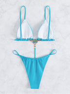 Solid Triangle One Piece Swimsuit Women Thong Bathing Suits Swimwear Bella Mia